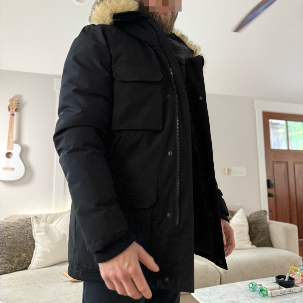 Men's Black Jacket with Fur Trim